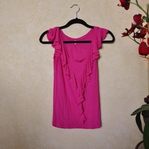 Pink Ruffle Cap Sleeve Top
